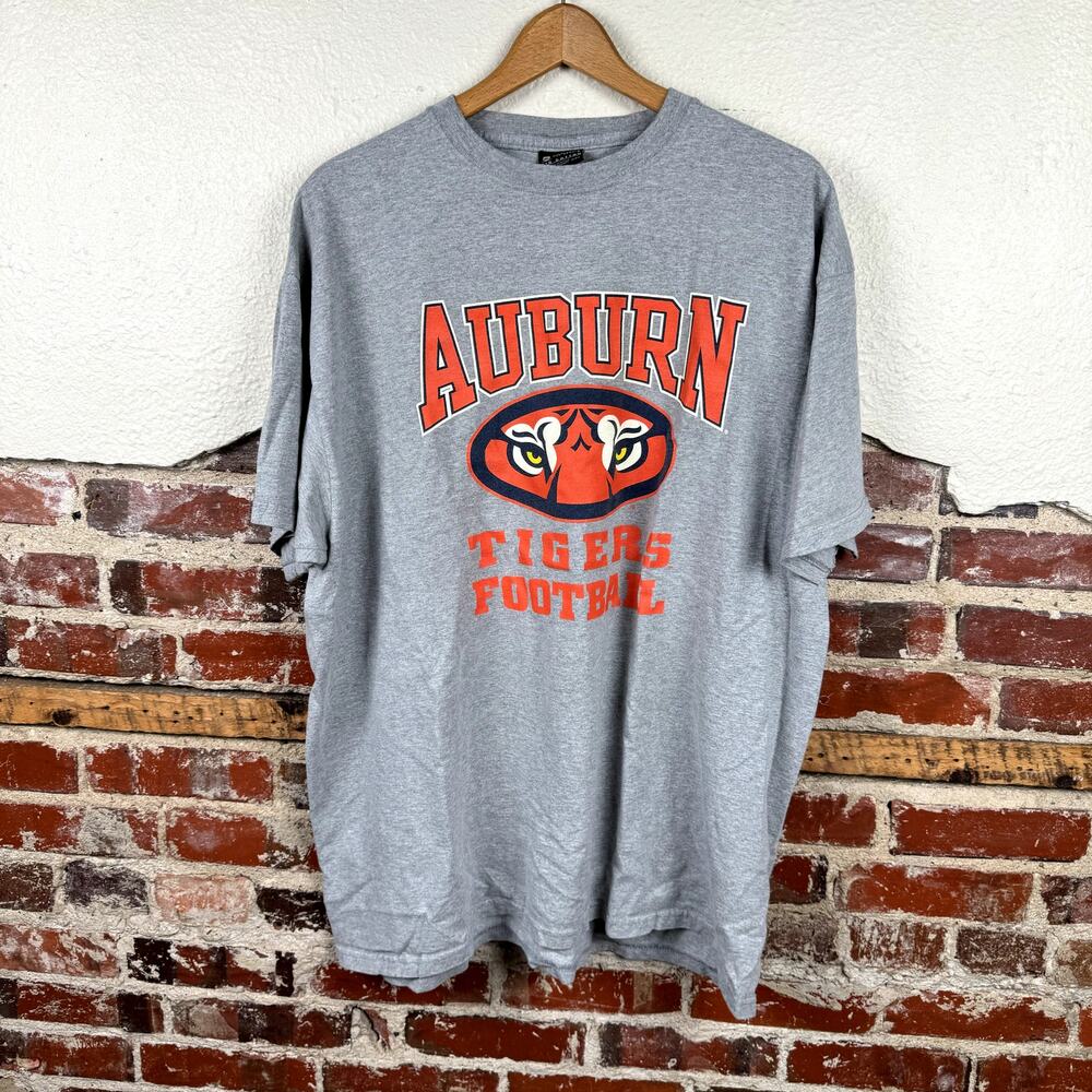 Vintage Auburn Tigers Shirt Size XXL Grey Short Sleeve Football Logo NCAA